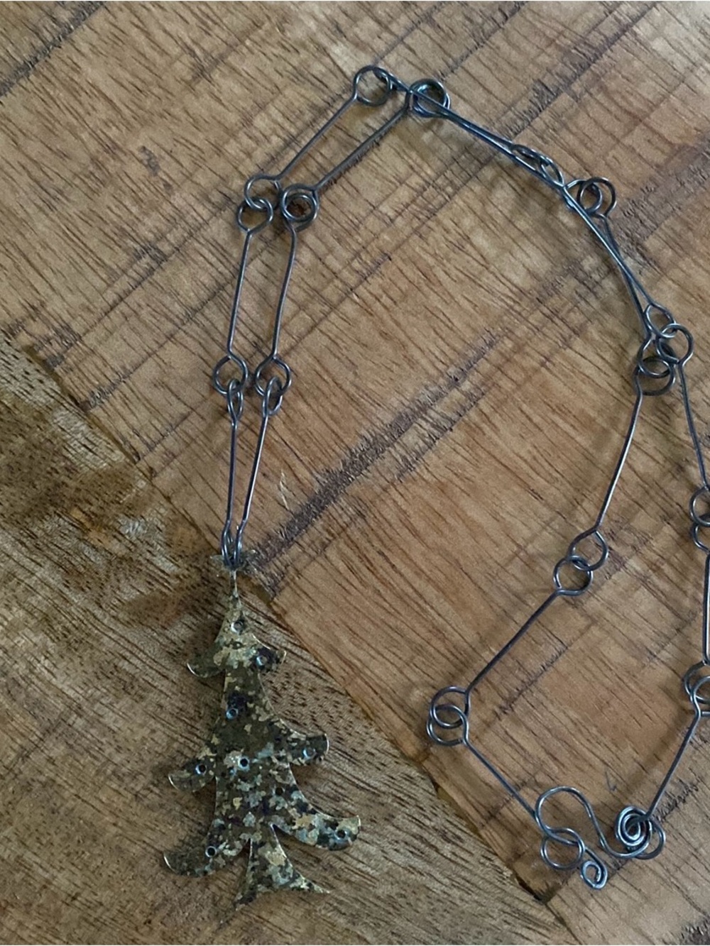 Handmade Wire Christmas Tree Pendant Necklace